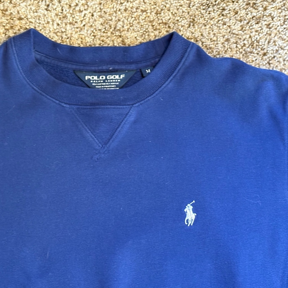 Polo Ralph Lauren Golf Men's Crewneck M Sweatshirt Sweater Blue White Medium - Picture 2 of 9
